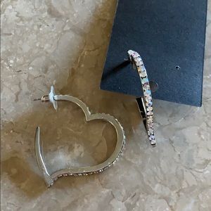 Rhinestone heart hoop earrings